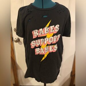 LAST CALL Black and Pink Short Sleeve Tee with Retro Graphic